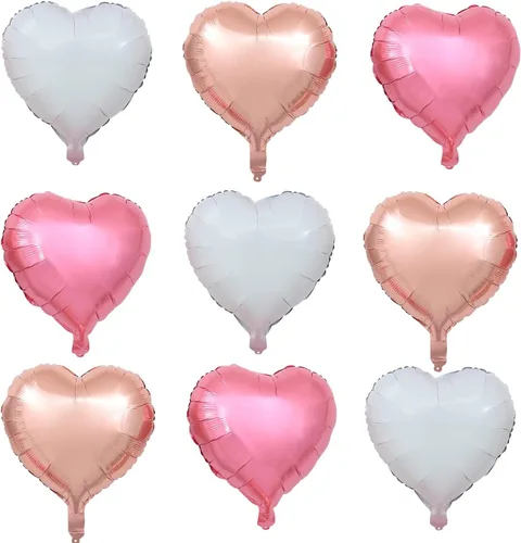 Miniatura 12 de Giga Gud 30 globos de papel de aluminio, de 18 pulgadas, rosa intenso y rosa macarrón, con tema de amor, perfectos para proponer matrimonio, boda