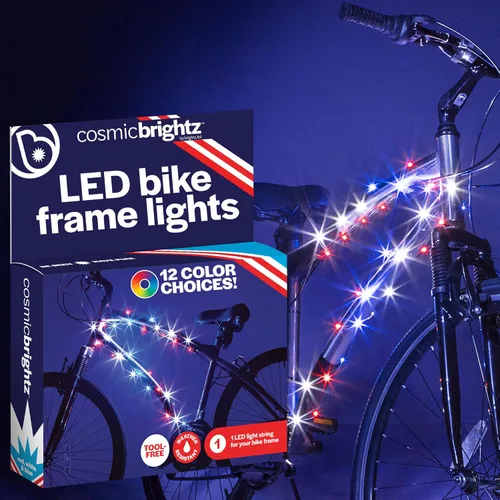 Brightz CosmicBrightz - Cuerda de luz LED para marco de bicicleta, cuerda de 6.5 pies, funciona con pilas con interruptor de encendido/apagado,