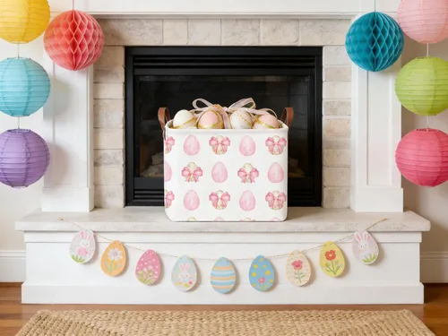 Miniatura 2 de Cesta de Pascua con lazo rectangular, cesta de Pascua vacía, cesta de almacenamiento para dormitorio de bebé, organizador de regalos de juguetes