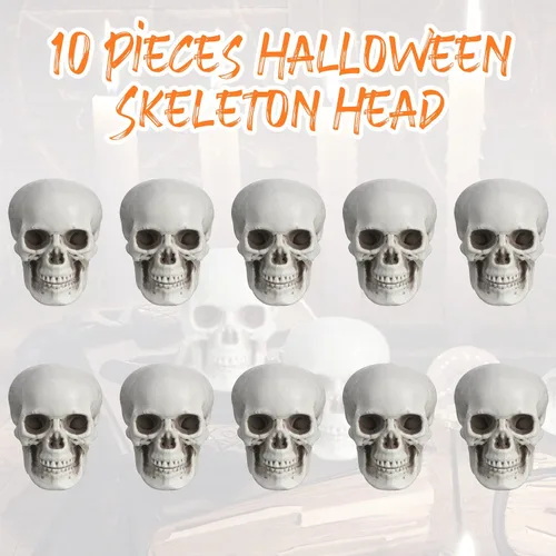 Miniatura 7 de Boao 10 piezas de cabeza de esqueleto de Halloween pequeños mini calaveras para decoración de fiesta de Halloween, decoración de mesa