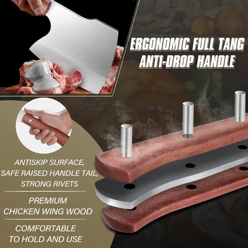 Miniatura 5 de Dream Reach Cuchillo Cuchilla de Carnicero de Servicio Pesado Cortador de Huesos de Acero Inoxidable Hacha de Carnicero Forjada a Mano Cuchillo