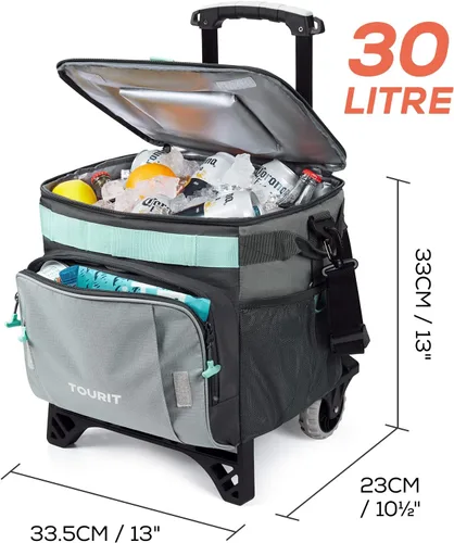 Miniatura 2 de TOURIT Enfriador plegable para 50 latas, a prueba de fugas, con ruedas y carrito todo terreno para playa, campamento, patio, viajes, al aire libre