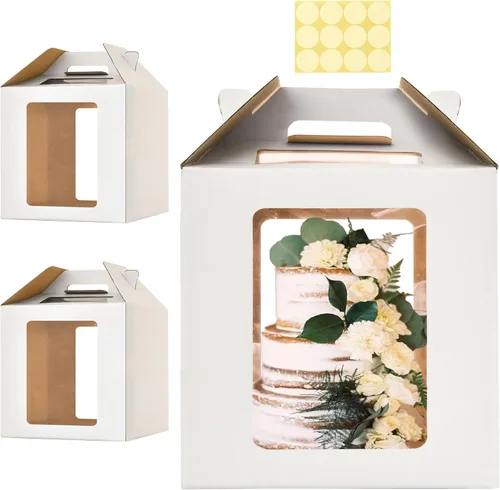 Miniatura 7 de Cajas de pastel de 12 x 12 x 14 pulgadas de alto con ventanas, portador de pasteles de 10 pulgadas y 12 pulgadas de alto, caja grande para tartas