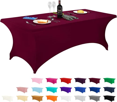 Miniatura 60 de LZY Cubierta de Mesa Elástica Ajustable de Spandex para Mesa Plegable de 6 pies, 4 pies o 8 pies, Mantel de Cóctel Rectangular, Perfecto para Champn