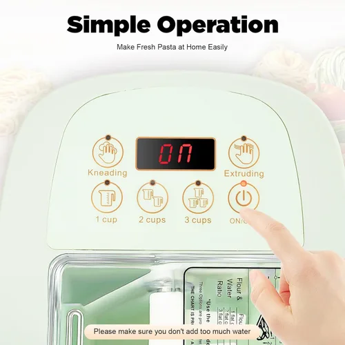 Miniatura 3 de Máquina automática de pasta de 260 W, máquina eléctrica de fideos para pasta, máquina de pasta con 12 formas de fideos con taza medidora, capacidad
