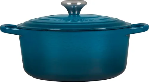 Miniatura 2 de Le Creuset Horno holandés redondo de hierro fundido esmaltado, 4.5 cuartos de galón, verde azulado profundo