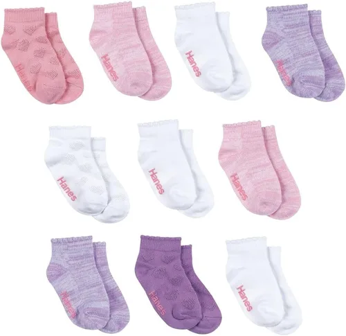 Miniatura 8 de Hanes Calcetines tobilleros antideslizantes para bebés y niños pequeños, paquete múltiple