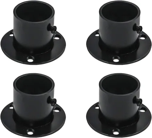 Miniatura 10 de Antrader Soporte de Barra de Armario de Acero Inoxidable de Alta Resistencia, 4 Piezas Soporte de Brida de Barra de Armario Soporte de Brida de Negro