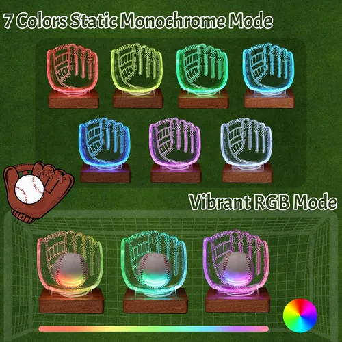 Miniatura 9 de CoolGift Mart Soporte de exhibición de guantes de béisbol con luz