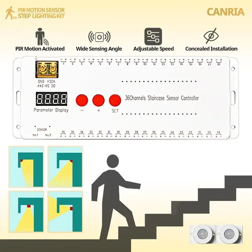 Miniatura 4 de PIR Sensor de movimiento LED Luces de escalera para interiores y exteriores Escalera Escalera Kit de iluminación con 3000K blanco cálido COB