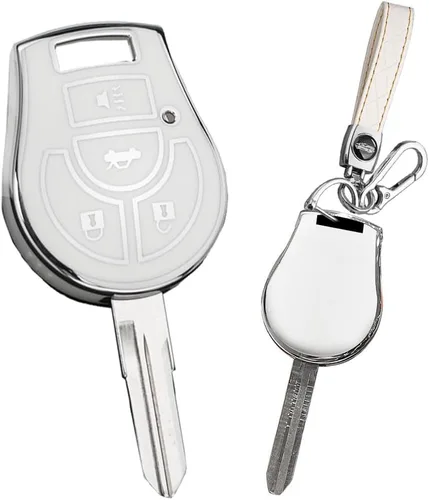 Miniatura 11 de SANRILY Funda para llavero de 4 botones con borde plateado para Nissan March Tiida Altima Armada Cube Juke Maxima Pathfinder Rogue Rogue sin llave
