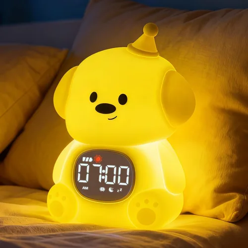 Miniatura 15 de Yiliaw Reloj despertador para niños con luz nocturna, reloj de entrenamiento para dormir, reloj de hora de despertar, luz de silicona recargable