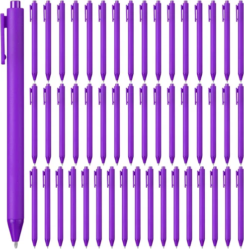 Miniatura 11 de 50 bolígrafos retráctiles a granel de 0.039 in, punta media, tinta negra, lindos bolígrafos de escritura suave, suministros escolares