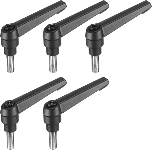 Miniatura 25 de uxcell 5 piezas de manija de palanca de sujeción ajustable M5 x 1.969 in de óxido negro métrico de acero al carbono macho roscado perillas de mano
