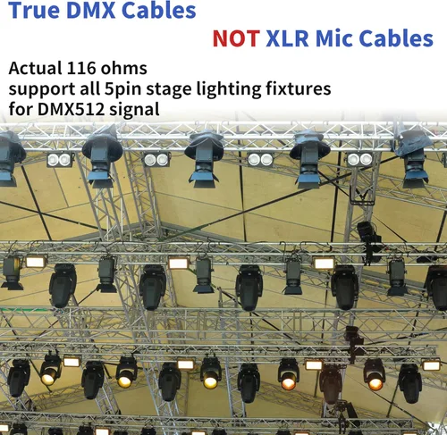 Miniatura 2 de SMALL-EYE Cable DMX de 5 pines de 10 pies, paquete de 4 cables macho a hembra de iluminación de escenario DMX512 (10 pies)