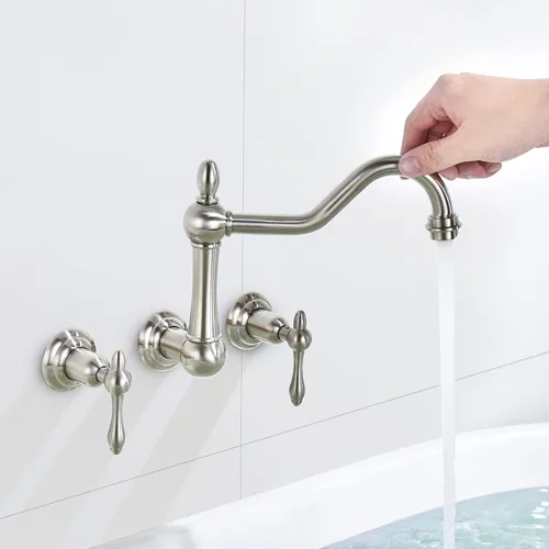 Miniatura 5 de sumerain Grifo de bañera de montaje en pared, relleno de bañera de níquel cepillado, centro de 8 pulgadas