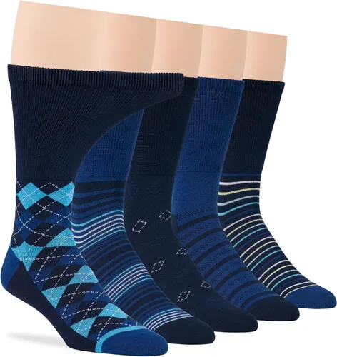 Miniatura 33 de 7BIGSTARS KINGDOM Calcetines de algodón para hombre, diabéticos, no vinculantes, paquete de 5 unidades, talla L/XL, Azul mezclilla, verde oliva