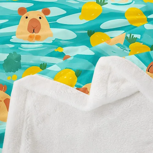 Miniatura 4 de Manfei Capybara - Manta de cama de roedores de América del Sur para niños y niñas, decoración de habitación, bonita manta naranja animal para sofá