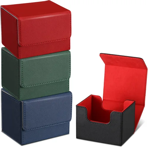 Yookeer 4 Piezas Cajas de Cartas de Cubierta de Cuero Caja de Juego de Cartas de Cubierta para Caja de Cartas de Juego Coleccionables Compatible con