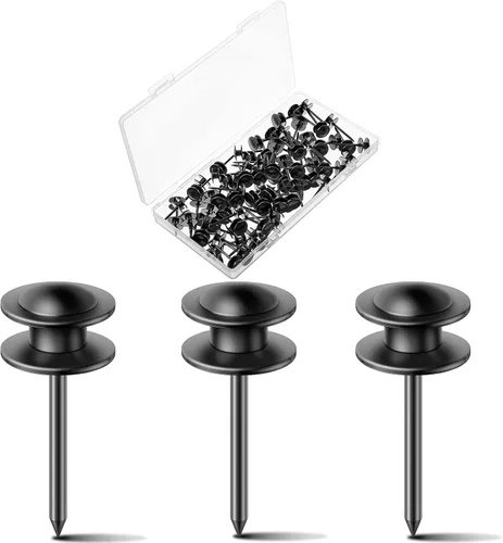 Hotop 25 piezas de ganchos de doble cabeza para colgar fotos, ganchos decorativos para colgar fotos, para el hogar, oficina, escuela (negro)