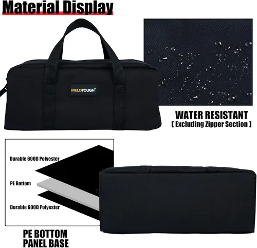 Miniatura 3 de MELOTOUGH Bolsa de Herramientas Resistente con Timón de Lona Pequeña con Kit Combinado de Cremallera - Incluye 2 Bolsas Organizadoras de Negro & rojo
