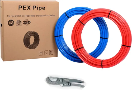 EFIELD Tubo Pex-b de 1/2 pulgada y 2 x 75 pies, certificado NSF para agua potable, agua caliente/fría, azul y rojo de 150 pies de longitud para