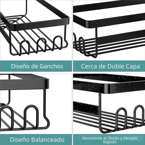 Miniatura 3 de StorageRight Organizador de ducha de esquina, paquete de 3 accesorios de baño adhesivos con soporte para jabón, estante organizador de ducha