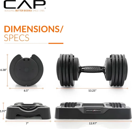 Miniatura 4 de CAP Adjustabel - Pesas de mancuernas ajustables, individuales y pares, 12.5 libras, 25 libras y 55 libras, múltiples opciones de mango