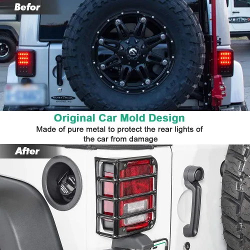 Miniatura 3 de Cubierta de luz trasera compatible con protectores de luz trasera de Jeep JK Wrangler 2007-2017, cubierta de luces, protector de luz trasera JK