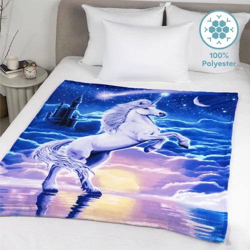 Miniatura 5 de Dawhud Direct Manta Decorativa de Unicornio - 50x60 Pulgadas Manta de Vellón de Unicornio Suave y Felpa para Niñas y Niños - Acogedora Manta I Reino