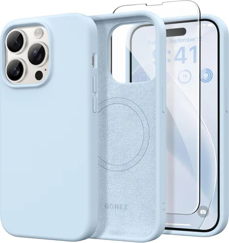 Miniatura 174 de GONEZ Funda de silicona para iPhone 14 Pro Max, compatible con MagSafe, con protector de pantalla + protector de lente de cámara, silicona líquida a