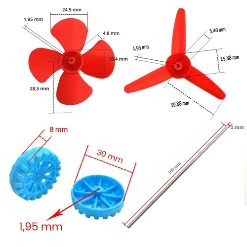 Miniatura 4 de EUDAX Juego de 6 motores de corriente continua, mini motor eléctrico para pasatiempos de 3V -12V 25000 RPM, fuerte magnético con hélice de eje, 2