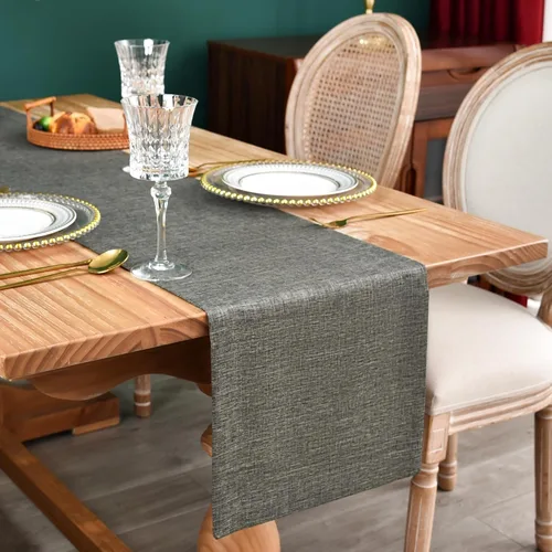 Miniatura 14 de NEWISHER Camino de mesa rústico de granja, color beige sólido, camino de mesa rectangular de lino sintético para uso diario, cocina, comedor, mesa