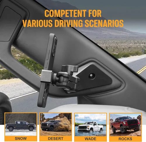 Miniatura 8 de FUNY Soporte para teléfono lateral izquierdo para salpicadero, compatible con Chevy Silverado y Gmc Sierra 1500 2023 2024 2025 2026, estabilizador