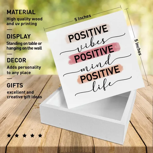 Miniatura 2 de Escritorio de oficina en casa, caja de madera, decoración de letrero de caja de madera positiva, vida mental, citas inspiradoras, decoración
