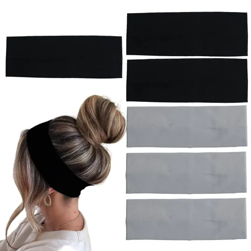 Miniatura 10 de 6 Piezas Diademas Negras y Blancas para Mujeres Cabello Diadema de Algodón Antideslizante Elástica Extensible Soporte Envolvente Elástico