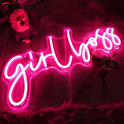 Miniatura 5 de SYLHOME Letrero de luz LED de neón Pink Girl Boss Cool Girls Dormitorio Escritorio Decoración de pared Señales Boss Lady Babe Cumpleaños Navidad