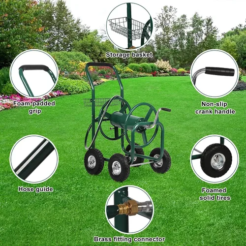 Miniatura 3 de Dkeli Carro de manguera Carro de manguera de jardín con ruedas Carrito de manguera de agua portátil resistente 4 ruedas para patio al aire libre