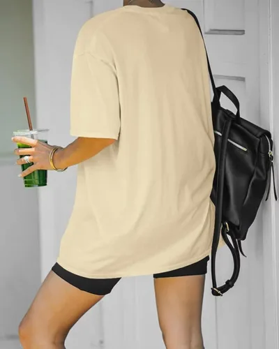Miniatura 5 de Dressmine Camisetas de gran tamaño para mujer, de Los Ángeles, California, cuello redondo, media manga, camisetas gráficas casuales