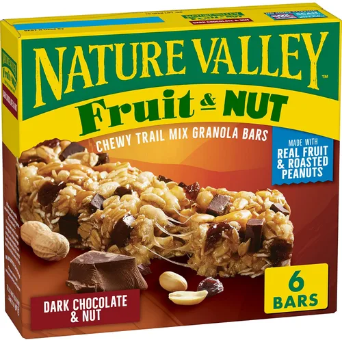 Nature Valley Barras de granola masticables de frutas y nueces, nueces de chocolate negro, 6 barras, 7.4 onzas