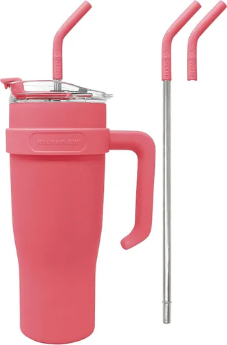 Miniatura 2 de HYDRAFLOW Capri - Vaso de 20 onzas con popote – Vaso aislado al vacío de triple pared – Vaso aislado al vacío – Vaso de acero inoxidable – Vaso