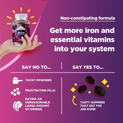 Miniatura 7 de Gomitas de hierro multivitamínico natural para adultos, vitaminas gomosas para adultos con hierro y vitaminas del complejo B que aumentan