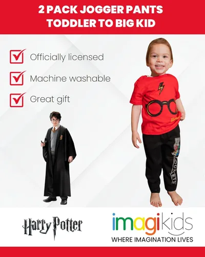 Miniatura 3 de Harry Potter Gryffindor Slytherin Hufflepuff Ravenclaw - Paquete de 2 pantalones deportivos de forro polar para niños pequeños a grandes