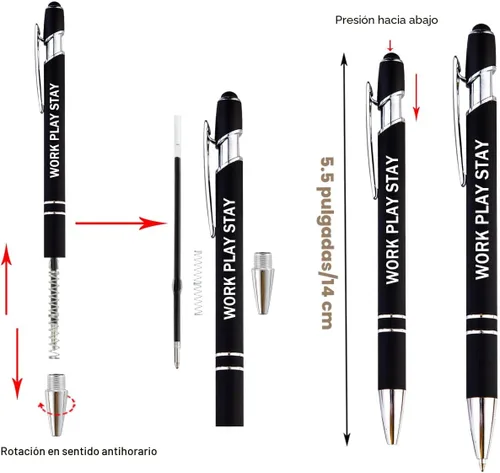 Miniatura 4 de PASISIBICK 12 piezas de bolígrafos de tinta negra con citas motivadoras e inspiradoras, punta estilo lápiz táctil para pantalla, escrituras 12