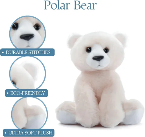 Miniatura 6 de The Petting Zoo Peluche de oso polar, regalos para niños, animales salvajes de la vida silvestre, oso polar de 9 pulgadas