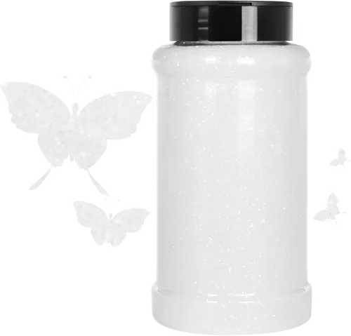 Purpurina blanca gruesa, 16 onzas (1 libra), a granel para manualidades, manicura, vasos, slime cosmético y decoración de festivales Blanco