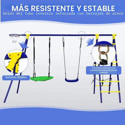 Miniatura 4 de Costzon - Juego de columpios con capacidad de hasta 550 libras para patio trasero, juego de columpio de metal resistente 5 en 1 con marco