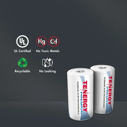 Miniatura 5 de Tenergy Combo: 4 baterías recargables de tamaño D premium de alta capacidad 10000mAh NiMH - Certificado UL