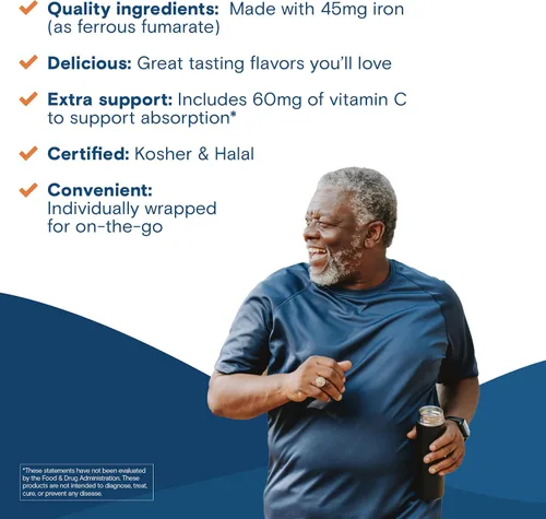 Miniatura 6 de Bariatric Fusion Suplemento de hierro bariátrico con sabor a fruta de cereza, masticable suave con vitamina C para pacientes bariátricos, incluyendo