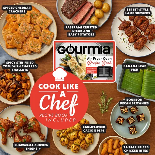 Miniatura 5 de Gourmia FryForce - Horno tostador con freidora de aire para puerta francesa, capacidad de 6 rebanadas, 360°, pantalla digital con 17 ajustes Negro